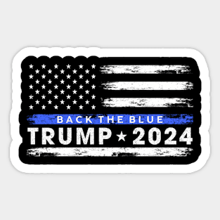 Pro Trump 2024 Back The Blue Thin Blue Line American Flag Sticker